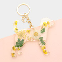 DOG MOM Pressed Flower Clear Lucite Keychain