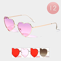 12PCS - Tinted Heart Sunglasses