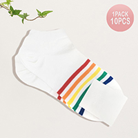 10Pairs - Rainbow Striped Socks