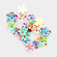 Flower Cluster Heart Dangle Earrings