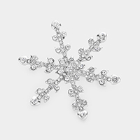 Stone Embellished Snowflake Pin Brooch