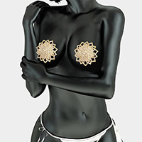 2PCS - Floral Rhinestone Adhesive Breast Nipple Covers