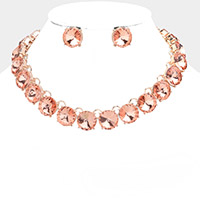 Round Stone Link Evening Necklace