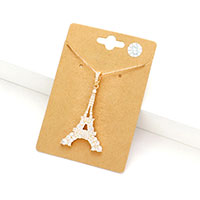 CZ Eiffel Tower Pendant Necklace
