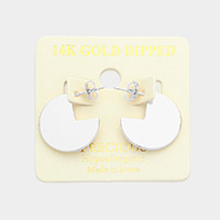 14K White Gold Dipped Abstract Metal Round Earrings