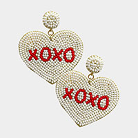 XOXO Felt Back Beaded Heart Dangle Earrings