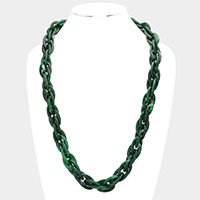 Resin Open Oval Link Long Necklace