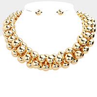 Metal Ball Cluster Collar Necklace