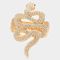 Rhinestone Embellished Snake Hinged Bracelet
