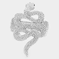 Rhinestone Embellished Snake Hinged Bracelet