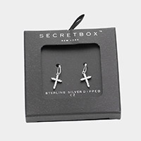 Secret Box _ Sterling Silver Dipped CZ Cross Dangle Earrings
