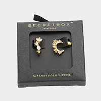 Secret Box _ 14K Gold Dipped Stone Embellished Hoop Earrings