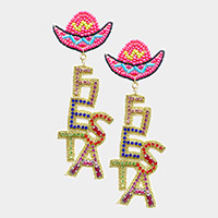 Fiesta Felt Back Beaded Hat Message Link Dangle Earrings
