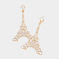 CZ Eiffel Tower Dangle Evening Earrings