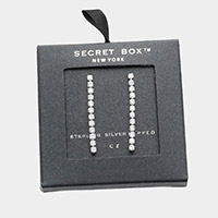 Secret Box _ 14K Sterling Silver Dipped CZ Linear Dangle Earrings