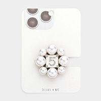 No.5 Pearl Embellished Adhesive Phone Grip and Stand