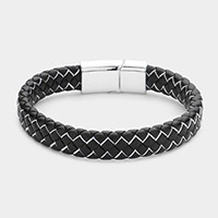 Uni-Sex Braided Faux Leather Magnetic Bracelet