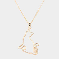 Open Metal Cat Pendant Necklace