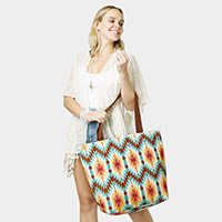 Aztec Patterned Beach Tote Bag