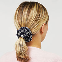 Flower Embroidery Scrunchie Hair Band