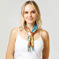 Flower Patterned Pleated Satin Scarf