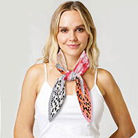 Animal Patterned Pleated Satin Scarf