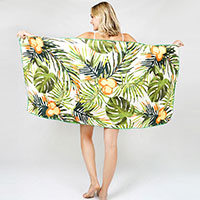 Tropical Leaf Printed Beach Towel and Tote Bag