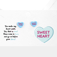 Sweet Heart Message Heart Stud Earrings