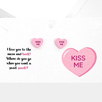 Kiss Me Message Heart Stud Earrings
