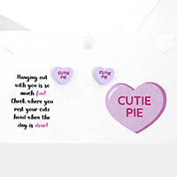 Cutie Pie Message Heart Stud Earrings