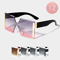 12PCS - Tinted Square Wayfarer Sunglasses