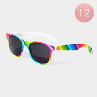 12PCS - Rainbow Colored Wayfarer Sunglasses