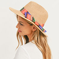 Serape Band Straw Panama Sun Hat