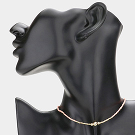 Triple Metal Ball Accented Beaded Choker Necklace
