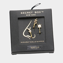 Secret Box _ 14K Gold Dipped Bunny Snake Crown Nose Clips