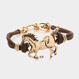 Running Horse Faux Suede Toggle Bracelet