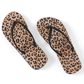 Leopard Patterned Flip Flop Slippers