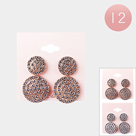 12 Set of 2 - Stone Embellished Circle Stud Earrings