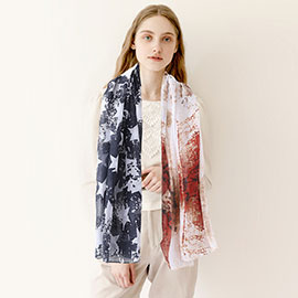 American USA Flag Printed Oblong Scarf