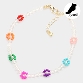 Beaded Flower Accented Anklet