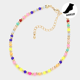 Metal Ball Faceted Beaded Anklet