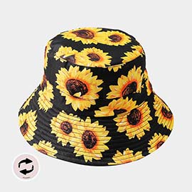 Reversible Sunflower Patterned Bucket Hat
