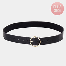 Open Metal Circle Buckle Faux Leather Belt
