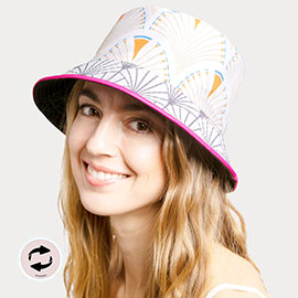 Reversible Ginkgo Shape Patterned Bucket Hat