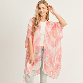Abstract Patterned Cover Up Kimono Poncho