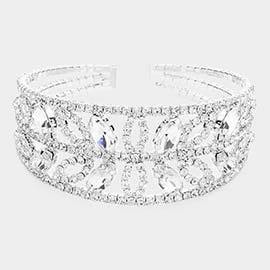 Marquise Stone Accented Cuff Evening Bracelet