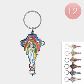 12PCS - Virgin Mary Print Keychains
