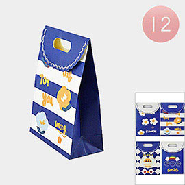 12PCS - Smile Flower Cake Flower Message Print Folding Gift Bags