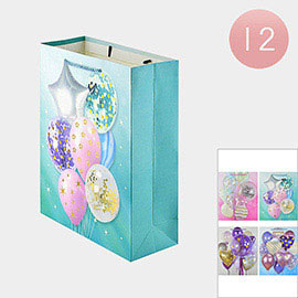12PCS - Happy Birthday Message Print Star Heart Balloon Gift Bags