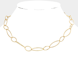 Open Metal Marquise Link Necklace